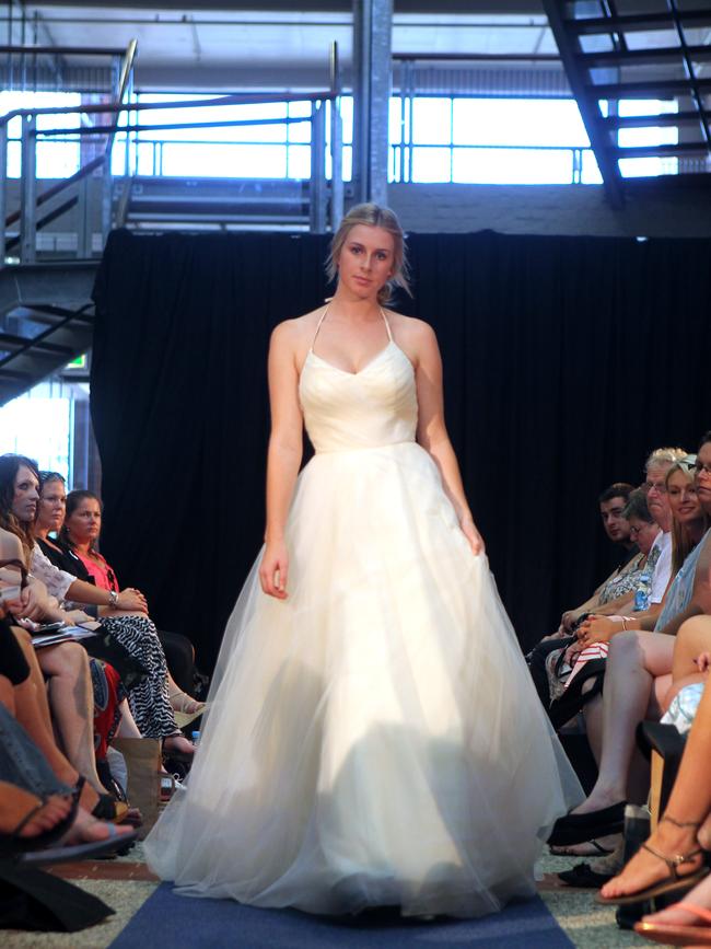 The annual Geelong Bridal Expo at Deakin Waterfront Campus. The Atelier wedding dress fashion parade.