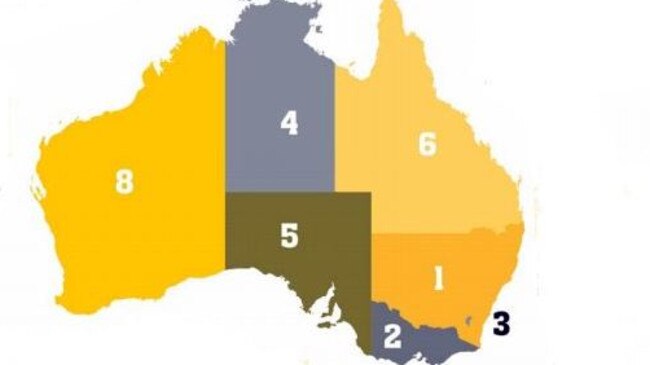 CommSec’s ranking of the states — Tasmania is at 7th. Picture: Supplied.