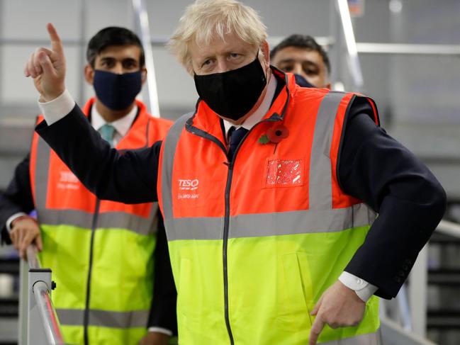 The prime minister during a visit to a tesco.com distribution centre in London last week. Picture: AFP