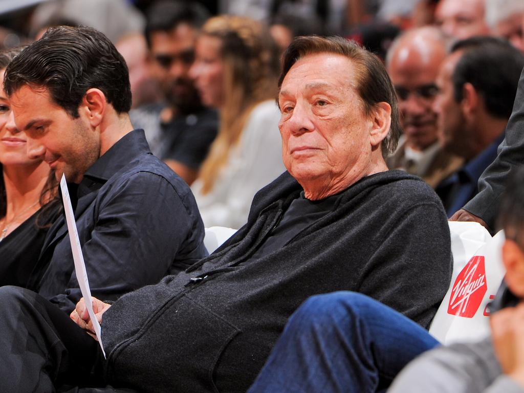 Donald Sterling sitting in his courtside seat.