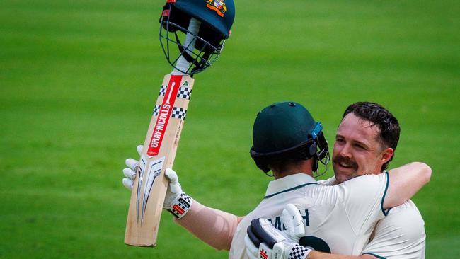 Australia's Travis Head raises his bat on Sunday to much fanfare. Picture: AFP