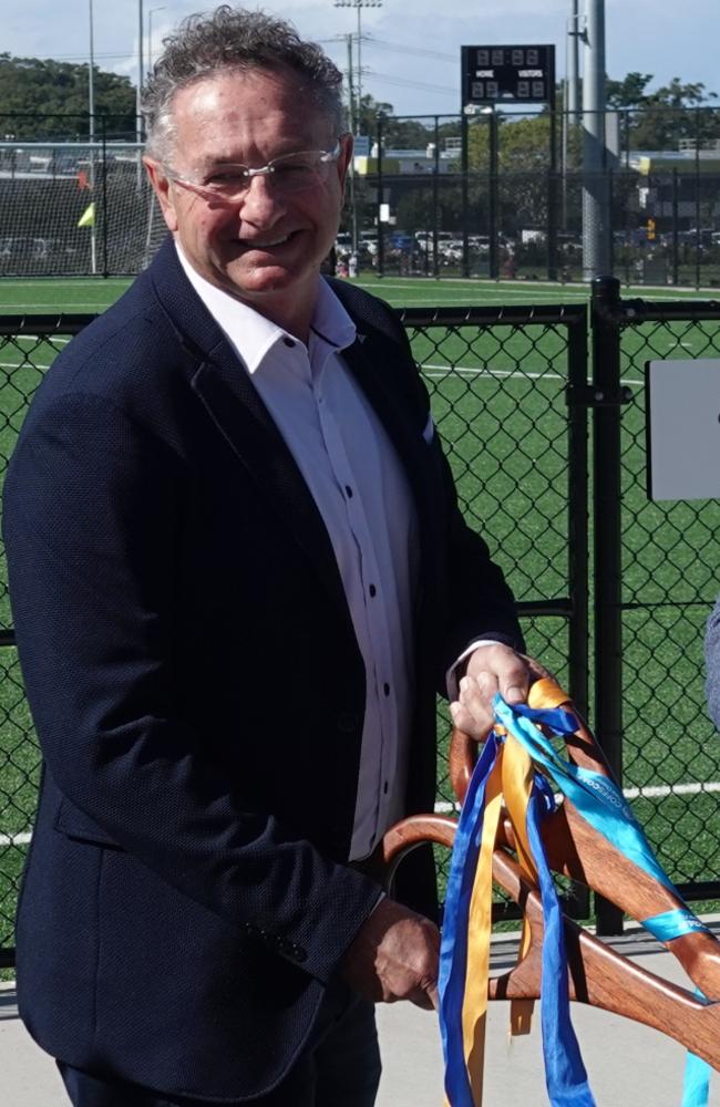 Mayor Paul Amos at the opening of the Coffs Coast Regional Sports Hub Stage 2 project on May 27, 2022. Picture: Chris Knight