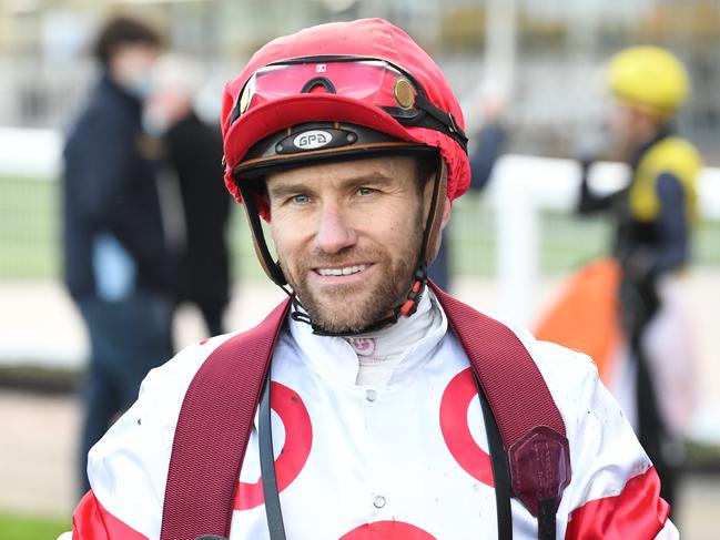 Luke Currie after Ballet Master (NZ) won the Neds Price Boost Handicap , at Caulfield Racecourse on June 26, 2021 in Caulfield, Australia.(Reg Ryan/Racing Photos via Getty Images)