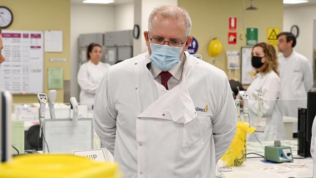 The Prime Minister Scott Morrison toured the Astra Zeneca laboratories as the government falls behind meeting vaccination targets.