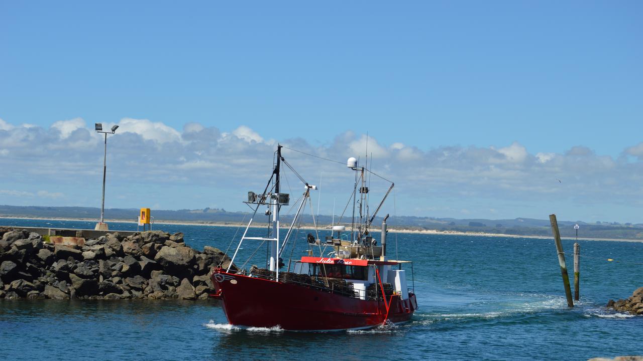 Hursey Seafood boat arrives at Stanley wharf in Tasmania