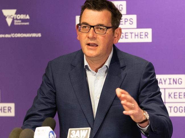 Victorian Premier Daniel Andrews was questioned over the state’s handling of hotel quarantine, widely blamed for the current COVID-19 disaster. Picture: Getty Images