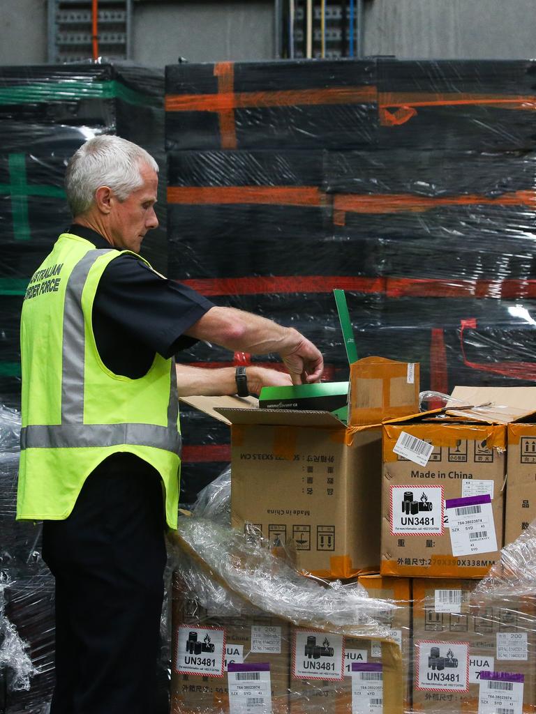 A staff worker unpacks a shipment of vaping products at the Border Force facility in Port Botany during the crackdown on vaping products. Picture: NCA NewsWire /Gaye Gerard