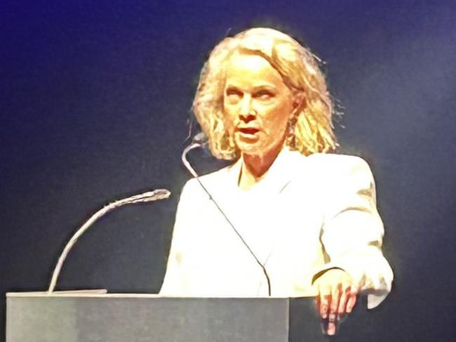 ABC journalist Laura Tingle speaking at the Melbourne Writers Festival on Saturday, May 11, 2024.