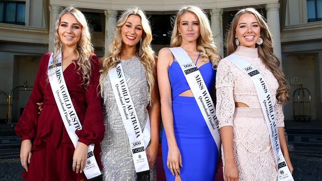 Gold Coast contestants Brooke Amos, 22, Lily Buhl, 21, Sophia Harris, 25, and Mia Cherry, 20. Picture: Adam Head