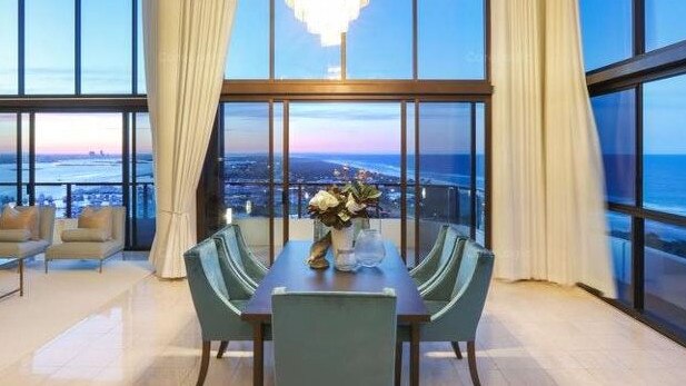 A glimpse of the two level penthouse apartment at Main Beach which Glenn Gration lists as his home address with ASIC. Picture: Supplied