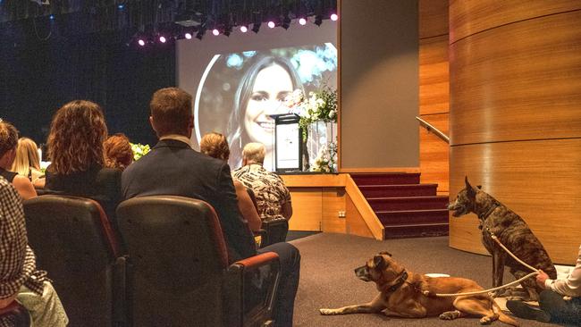 The couple’s two dogs Frankie and Django were in attendance at the funeral.