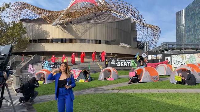 The tent city erected at Melbourne Arts Centre. Picture: Facebook