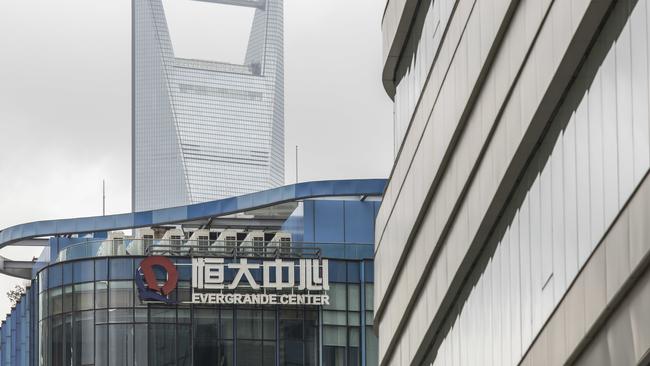 The China Evergrande Group sign atop the Evergrande Centre in Shanghai, China. Picture: Bloomberg