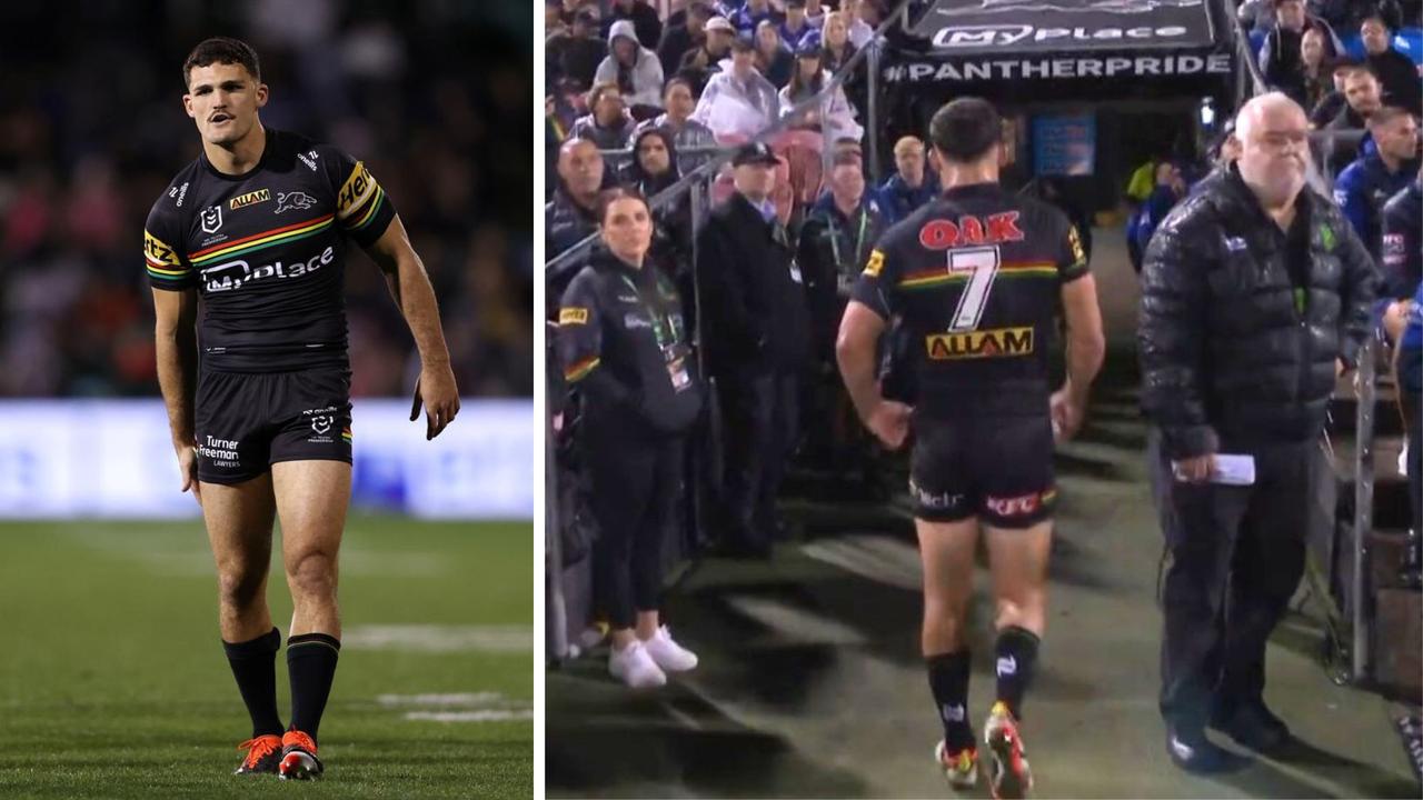 Nathan Cleary left the field. Photo: Fox Sports