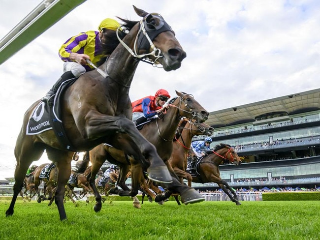 Willaidow holds off his rivals at Royal Randwick last October. Picture: Bradley Photos