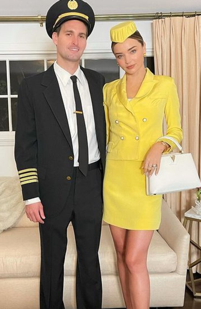 Miranda Kerr and her husband Evan Spiegel go under the radar when sneaking into Oz. Picture: Instagram