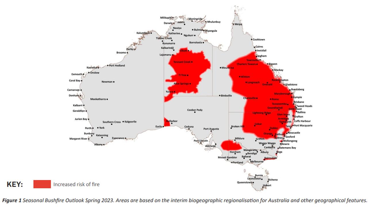 Australia bushfire season: AFAC spring outlook map | news.com.au ...