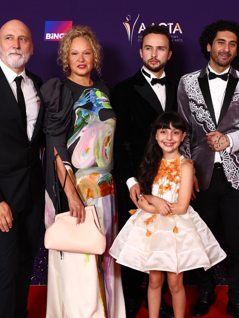 Vincent Sheehan, Leah Purcell, Mojean Aria, Osamah Sami, Cate Blanchett and Rina Mousavi. Photo: Chris Hyde/Getty Images for AFI