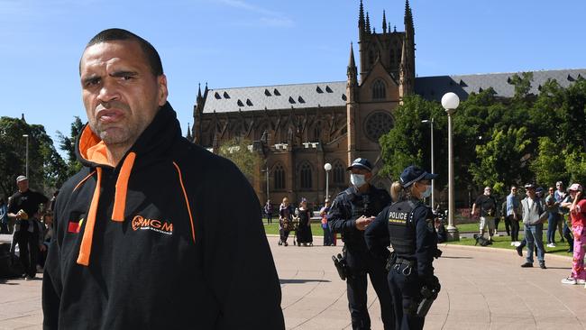 Anthony Mundine supported the ‘Freedom Day’ rally calling COVID-19 a sham. Picture: NCA NewsWire/Joel Carrett