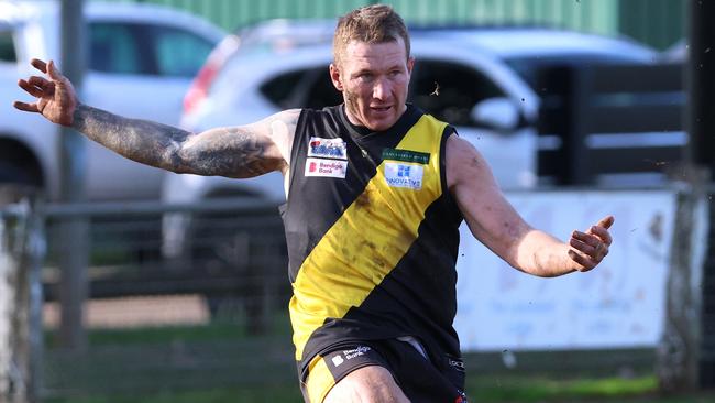 Zac Webb in action for Lancefield. Picture: Hamish Blair