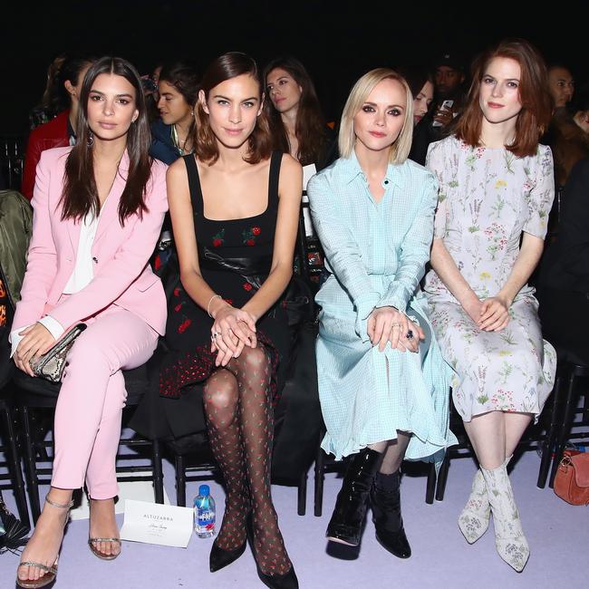 Emily Ratajkowski, Alexa Chung, Christina Ricci and Rose Leslie attend the Altuzarra fashion show during New York Fashion Week on February 12, 2017 in New York City. Picture: Getty