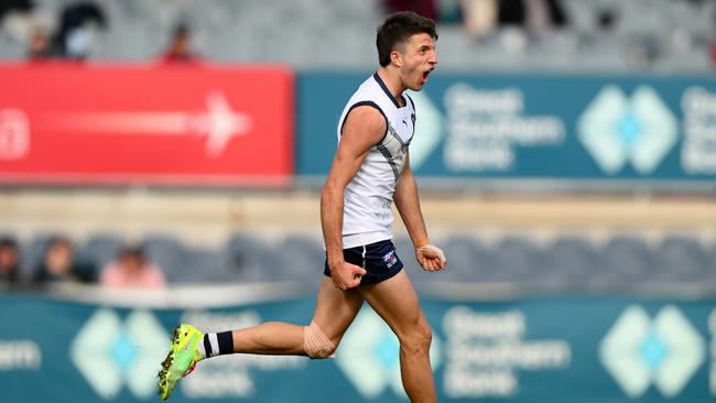 Anastasopoulos celebrates one of his two goals against Vic Metro. Picture: Getty Images