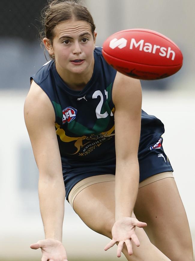 India Rasheed in action for the AFL National Academy Girls team. Picture: Darrian Traynor/AFL Photos/via Getty Images