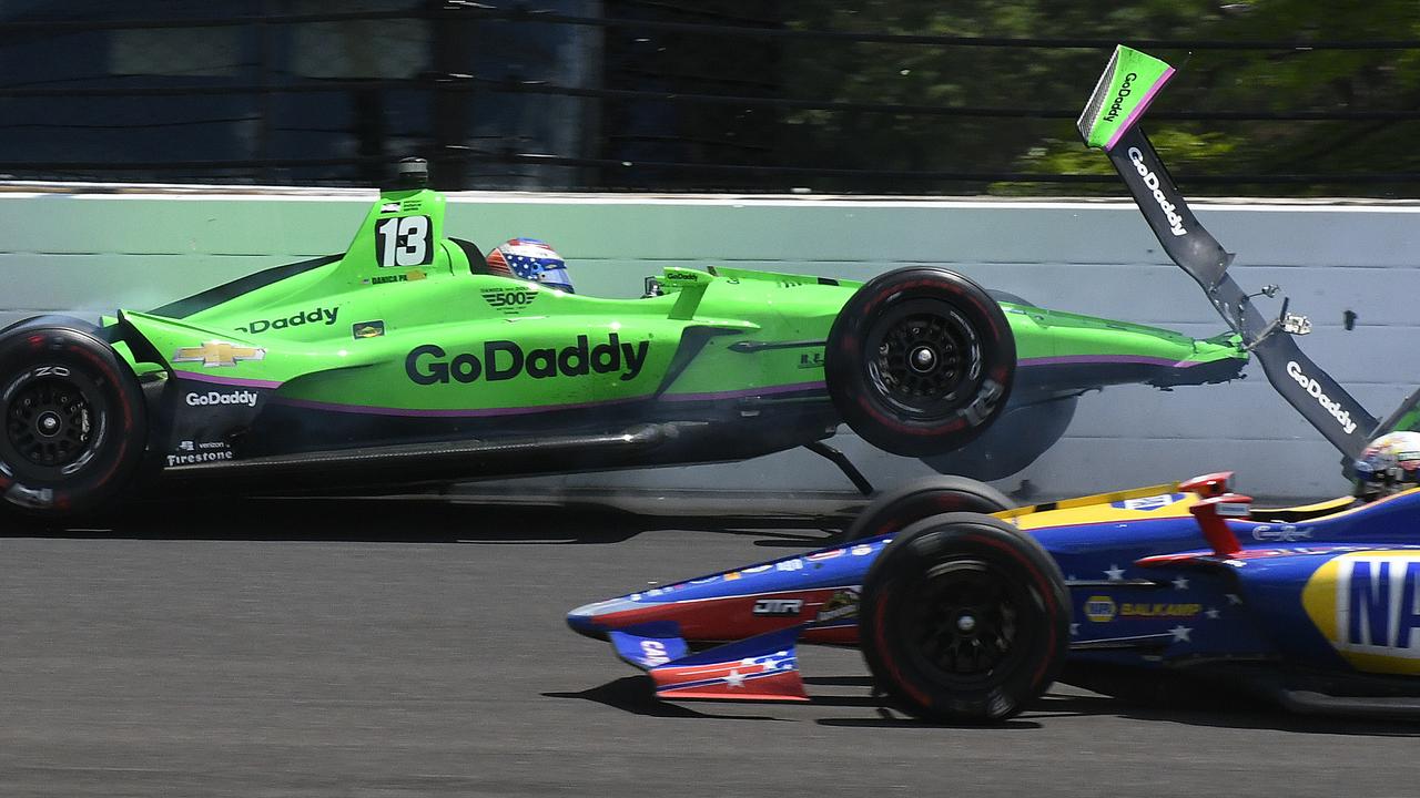 Danica Patrick crashes out of the Indianapolis 500.