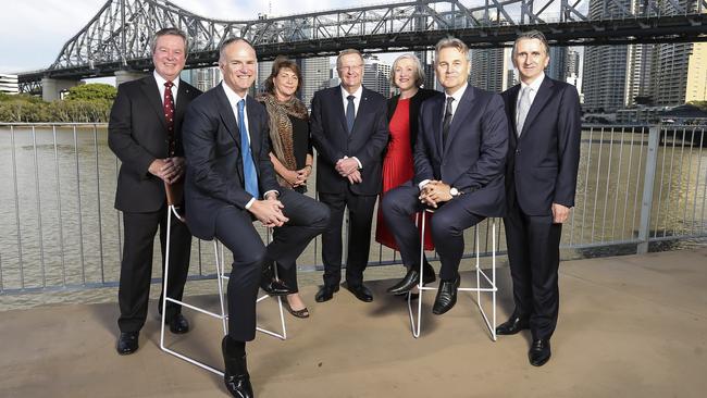 Future Tourism Business Lunch at Howard Smith Wharves. John O'Neill, Michael Miller, Jude Turner, John Coates, Leanne Coddington, Bernard Salt and Daniel Gshwind. Picture: Mark Cranitch.