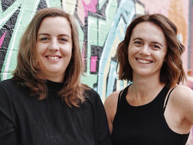 WEEKEND TELEGRAPHS - 20/10/20MUST NOT USE BEFORE CLEARING WITHH PIC EDITOR JEFF DARMANIN - Movie director Lucy Coleman (coloured pants) and actress Sarah Gaul pictured in Newtown today. Picture: Sam Ruttyn