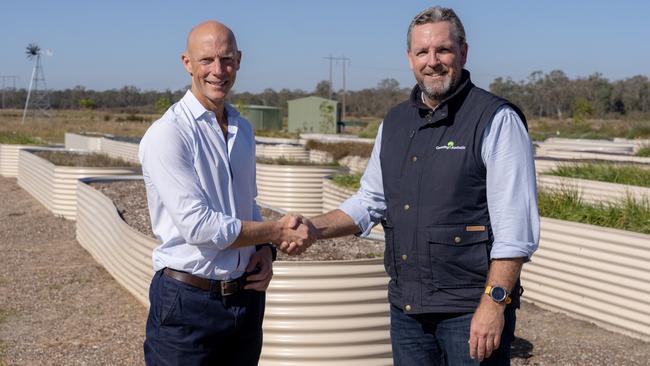 Andrew Hinchliff and Greening Australia CEO Brendan Foran at the Nindethana production centre in Western Sydney.