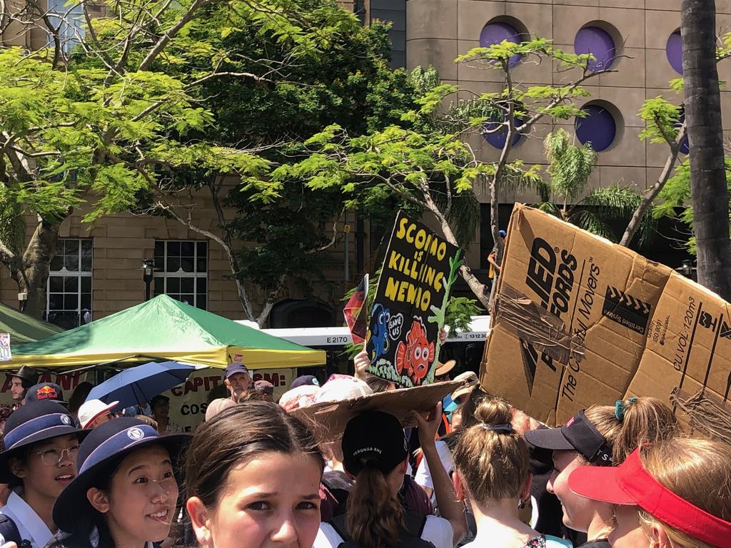 School students rally against climate change in Brisbane CBD. Picture: AAP/Dan Peled