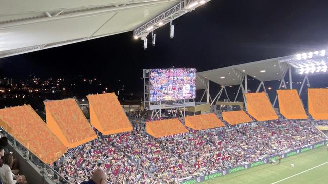 Mock ups of what the Queensland Country Bank Stadium will look like with additional seating. Picture: Queensland government.