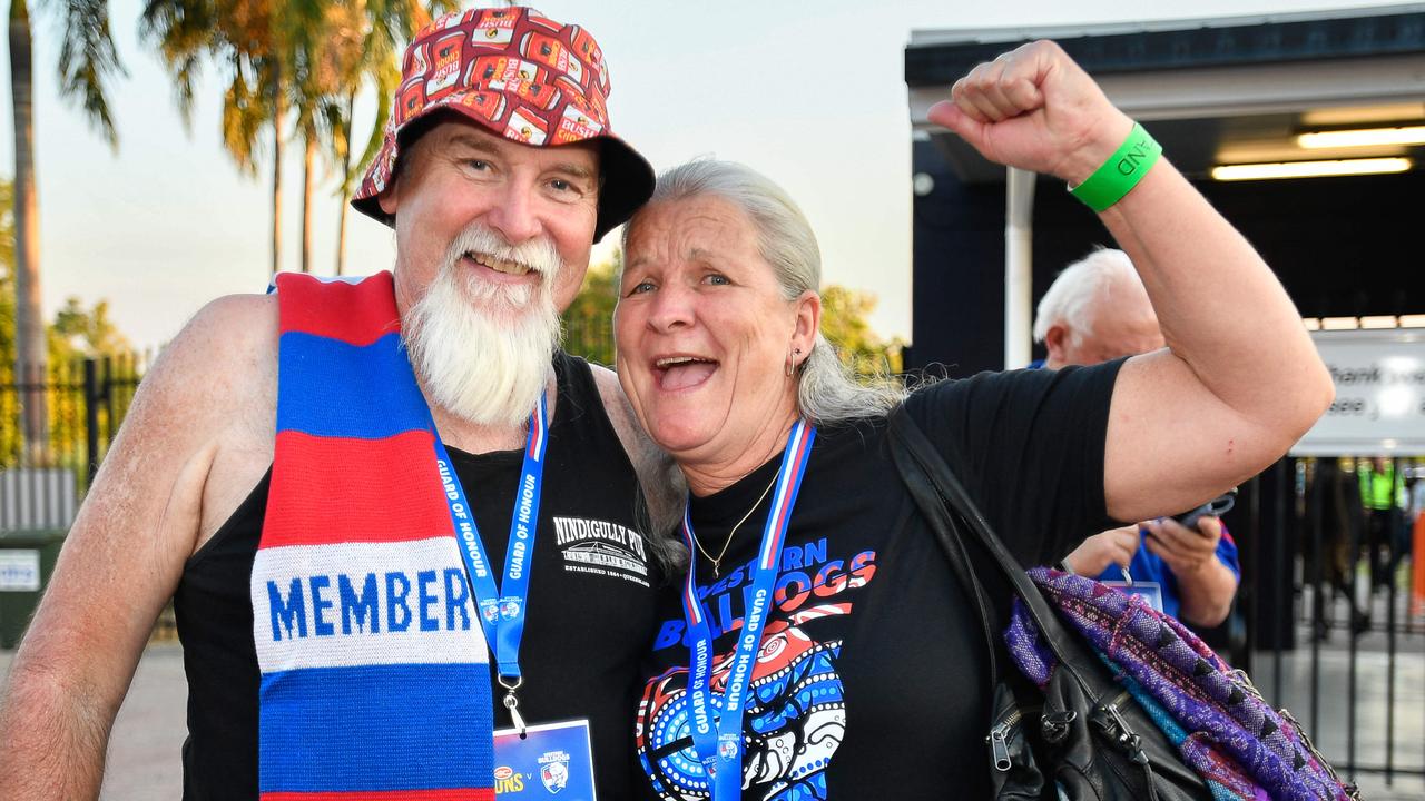 Jeff Oliver and Carolyn Oliver at the Gold Coast Suns match vs Western Bulldogs at TIO Stadium. Pic: Pema Tamang Pakhrin