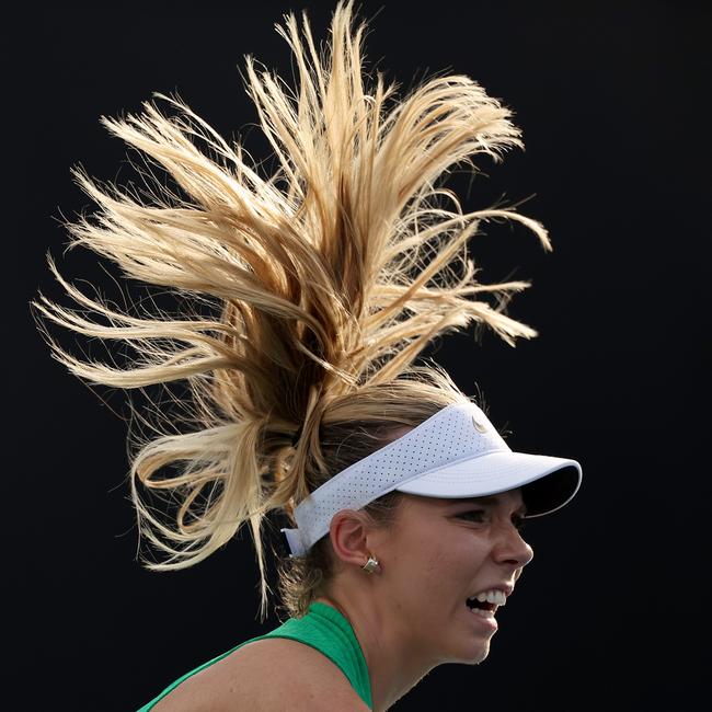 Katie Boulter of Great Britain serves against Yue Yuan of China in the first round singles match at the 2024 Australian Open. Picture: Julian Finney/Getty Images