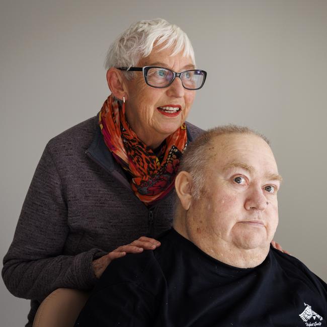 Peter Wilson with his mum Carol in Adelaide. Picture: Matt Turner