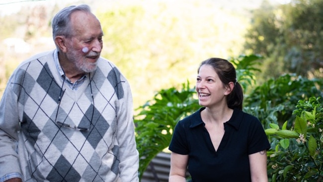 Lismore's Roger Manby with Hammond Care worker Charlotte Arneault.