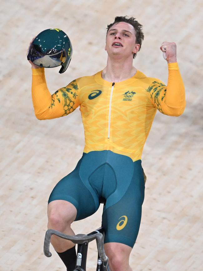 Matthew Richardson celebrates winning silver. Picture: AAP