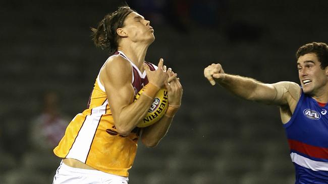 Lions youngster Eric Hipwood was impressive against the Bulldogs. Picture: Wayne Ludbey