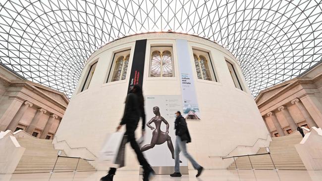 Visitors are seen in the Great Court at the British Museum.