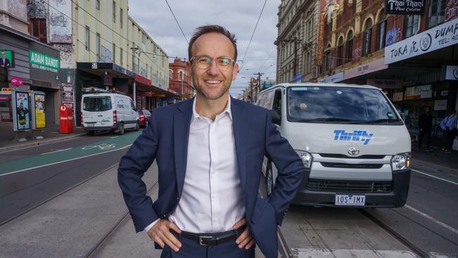 Greens leader Adam Bandt in his electorate of Fitzroy. Pic jay Town