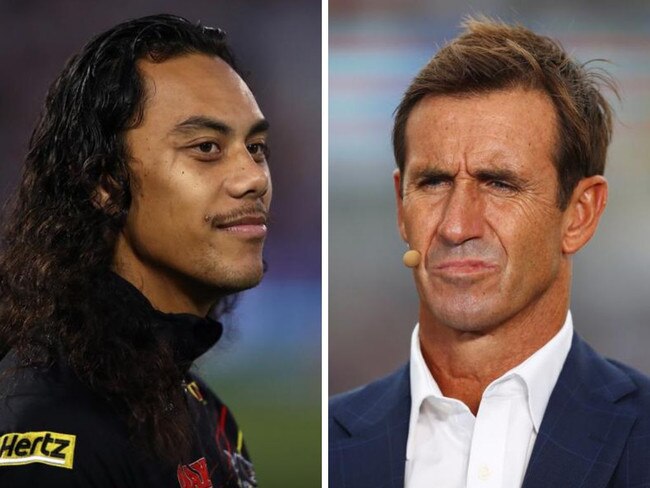 Jarome Luai and Andrew Johns. Photos: Getty Images