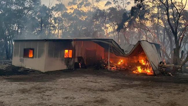 A shed and part of a house destroyed near Moyston in the Grampians in late December.