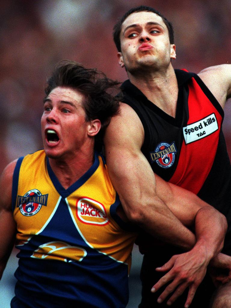 Wanganeen battles win Ben Cousins in 1996.