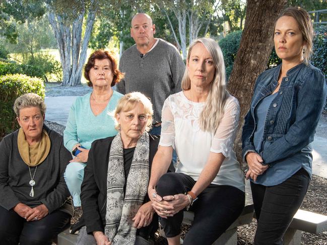 Friends and teachers of murdered Sunshine Coast schoolgirl Sian Kingi are calling on Queenslanders to sign a petition started by her parents to keep Barrie Watts behind bars. From left, teacher Helen Park, teacher Chrissy Pobar, teacher Jenny Forsyth, friend Nathan Bath, friend Em Parnell and friend Emma Anderson at Sunshine Beach State School. Picture: Brad Fleet