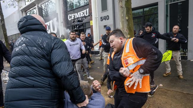 There were wild scenes at the protest. Picture: NCA NewsWire / David Geraghty