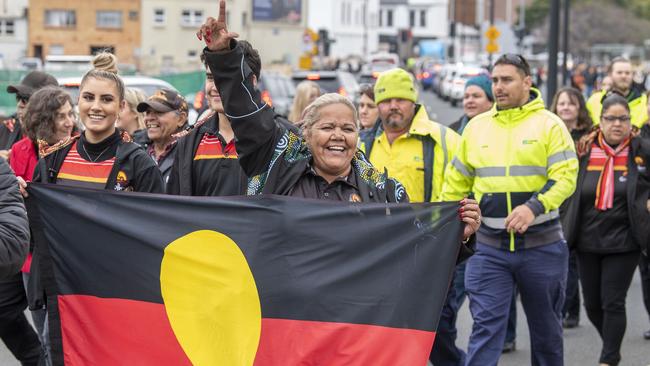 Lizzie Adams in the NAIDOC Week march in Toowoomba. Monday, July 4, 2022. Picture: Nev Madsen.