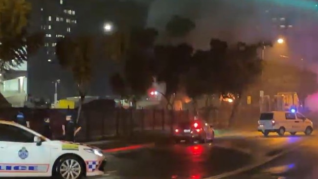 A fire has closed down a street at Bowen Hills.