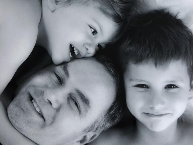 A family photo of husband Andrew Thompson and sons Lachlan and Hunter. Picture: Supplied