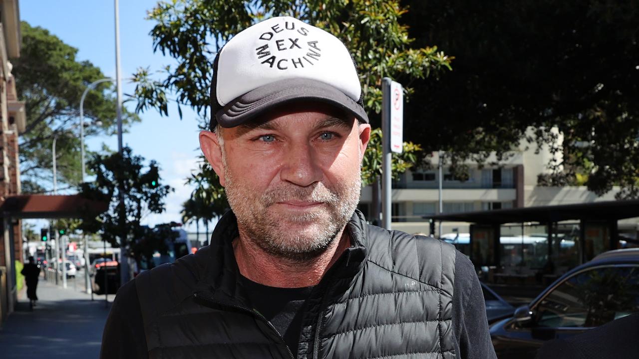 Pictured Leaving Manly Police Station in Sydney is former Australian cricketer Michael Slater who has been arrested on domestic violence charges. Picture: Richard Dobson